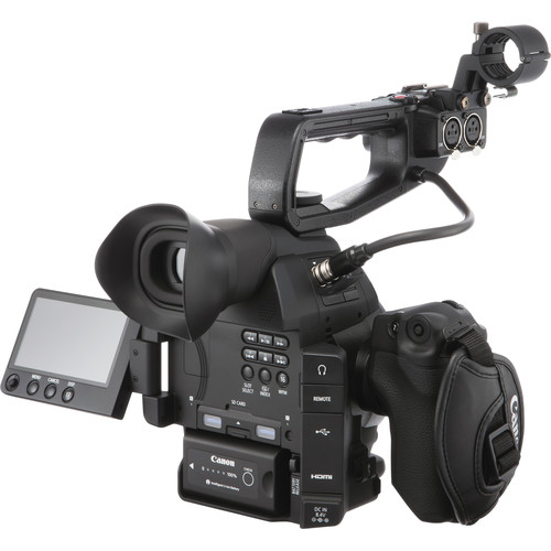 Canon EOS C100 Mark II Camera Rear View with Top Handle and Viewscreen