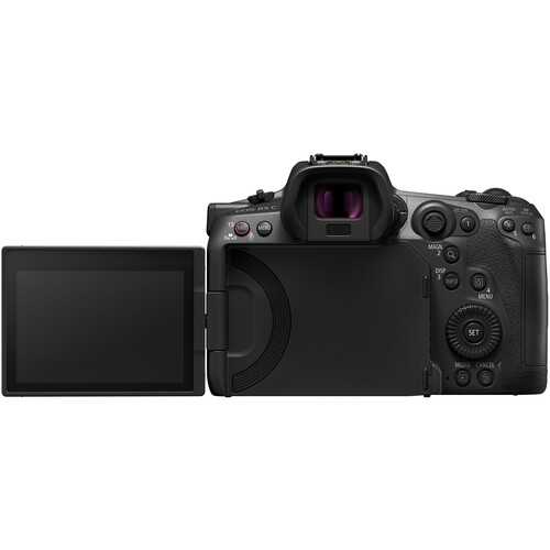 Canon EOS R5C Mirrorless 8k Camera Rear View with Viewscreen Unfolded