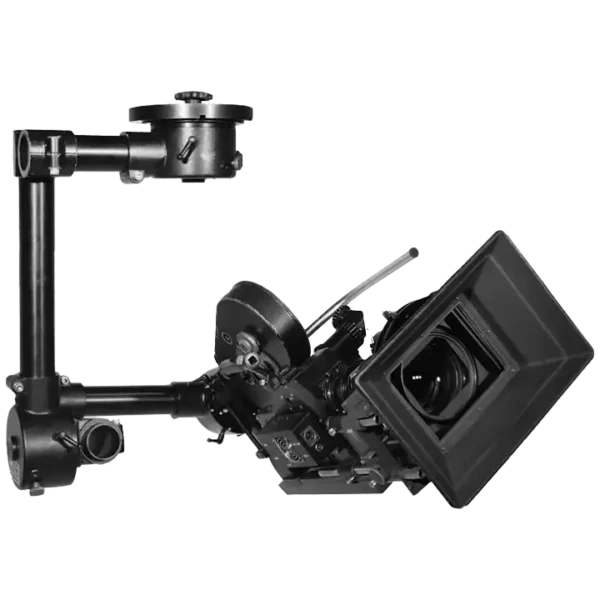 weaver steadman 3-axis head with cinema camera, rolling on the third axis.